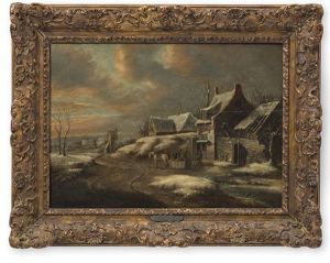 Abendliche Winterlandschaft Mit Packschlitten by Nicolaes Molenaer