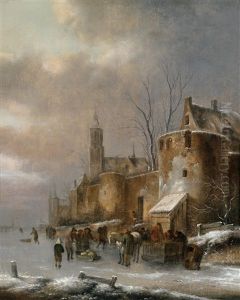 Eisvergnugen Vor Den Mauern Einer Stadt