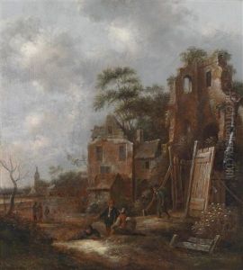 Landschaft Mit Personen Vor Einer Ruine by Nicolaes Molenaer