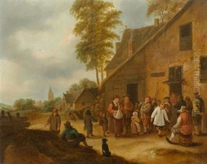 Dorfstrasse Mit Personen by Nicolaes Molenaer