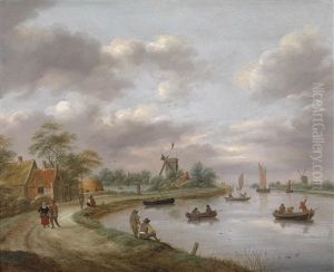 Eine Belebte Fluslandschaft by Nicolaes Molenaer