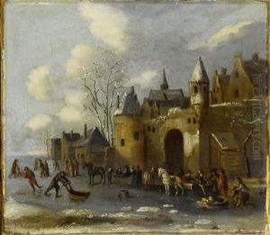 Winterliche Kanallandschaft by Nicolaes Molenaer
