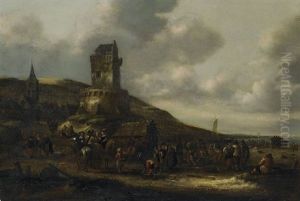 Beach Near Zandvoort With Figures And Castle