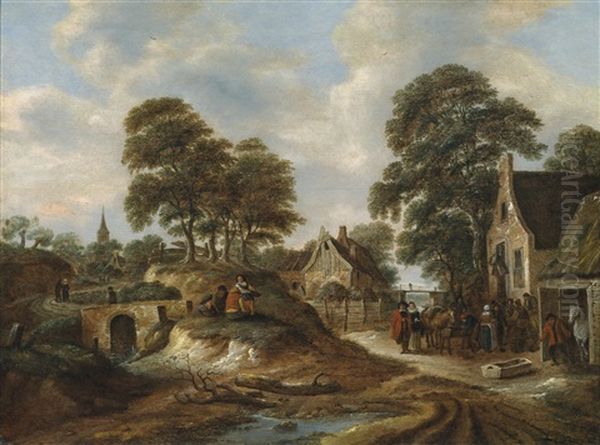 Landschaft Mit Einem Dorf Und Bauerlicher Staffage - view 1