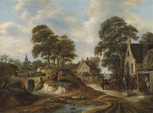 Landschaft Mit Einem Dorf Und Bauerlicher Staffage by Nicolaes Molenaer