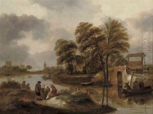 A River Landscape With Fishermen by Nicolaes Molenaer
