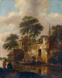 Flusslandschaft Mit Architektur- Und Figurenstaffage by Nicolaes Molenaer