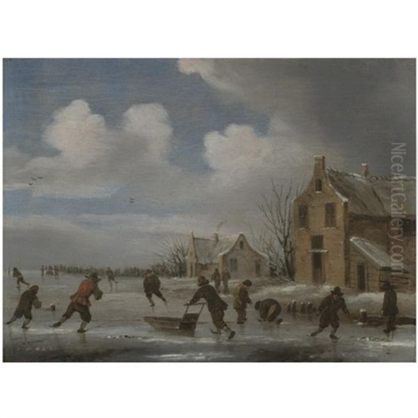 A Winter Landscape With Skaters On A Frozen Lake - view 1