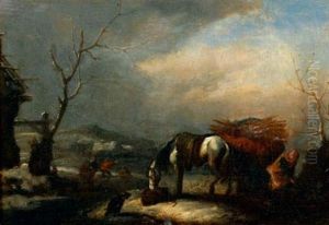 Paysage D'hiver Au Cheval Blanc by Nicolaes Molenaer