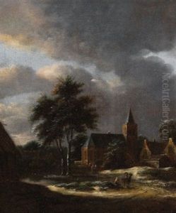 Aufziehendes Gewitter Auf Dem Kirchplatz