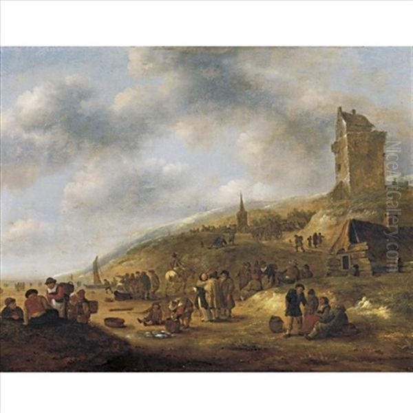 Fisherfolk With Townspeople On A Beach - view 1