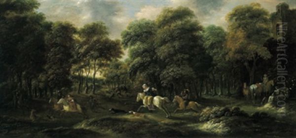 Hirschjagd In Einem Wald Mit Einer Burgruine - view 1