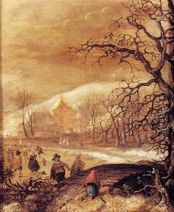 Paysage Anime De Patineurs Sur Lac Gele by Nicolaes Molenaer