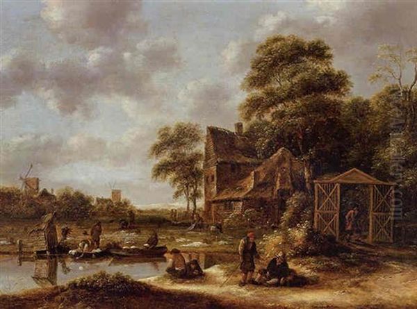 Figures In A Landscape With A Bleaching Field - view 1