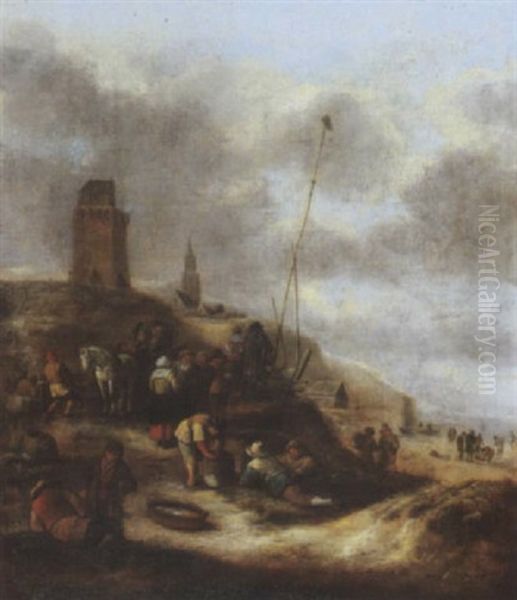 Villagers On The Beach Near Scheveningen - view 1