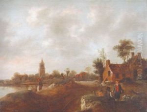 Hollandsk By Med Figurer by Nicolaes Molenaer