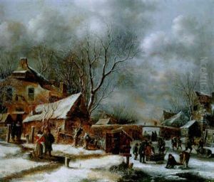 Hollandische Winterlandschaft by Nicolaes Molenaer