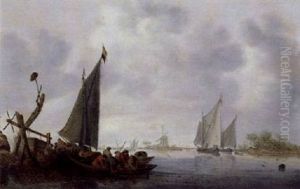 Fluslandschaft Mit Fischerbooten by Nicolaes Molenaer