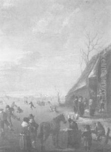 Wintervergnugen Auf Einem Zugefrorenen Flus