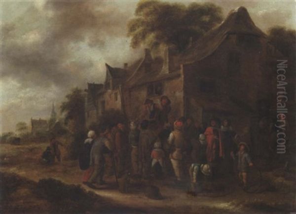 Peasant Players In A Village Street - view 1
