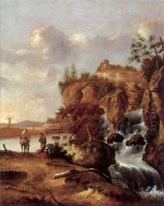 Wasserfall Im Gebirge Mit Reisenden by Nicolaes Molenaer