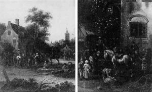 Halte De Cavaliers Devant Une Auberge by Nicolaes Molenaer