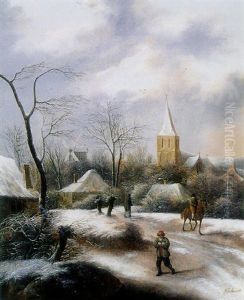 Paysage D'hiver Avec Promeneurs