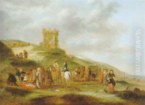 Strandlandschaft Mit Fischern, Zwei Reitern Und Einem Vornehmen Paar Strandlandschaft Mit Fischern, Zwei Reitern Und Einem Vornehmen Paar