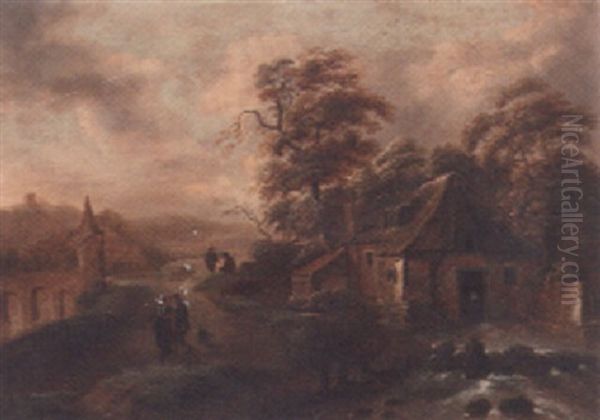 A Landscape With Figures On A Track By A Watermill - view 1