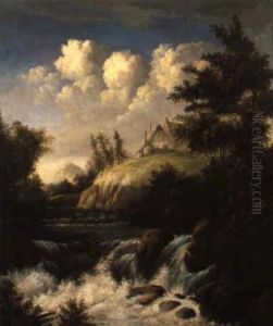 Gebirgslandschaft Mit Einem Wasserfall by Nicolaes Molenaer