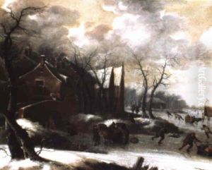 Patineurs En Hiver by Nicolaes Molenaer