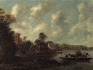 Hollandische Fluslandschaft Mit Einer F,hre by Nicolaes Molenaer