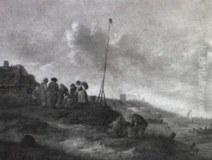 Fisherfolk Displaying Their Catch By A Beacon Near A Beach