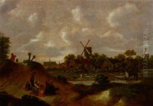 Hollandische Dunenlandschaft Mit Einer Leinenbleiche, Im    Hintergrund Die Stadt Haarlem...