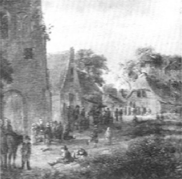 Peasants Gathered Outside A Village Inn - view 1