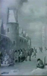 Paysage D'hiver Avec Patineurs