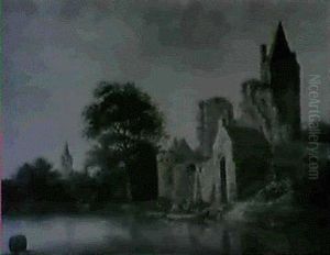 Paysage De Riviere Pres D'une Forteresse by Nicolaes Molenaer