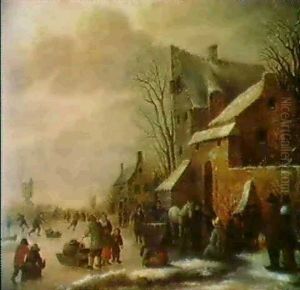 Eisvergnugen Vor Den Mauern Einer Stadt