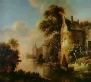 Paysage A La Riviere Et Au Chateau Paysage A La Riviere Et Au Chateau
