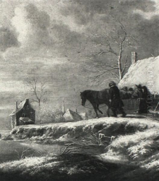 A Winter Landscape With A Horse Sledge - view 1