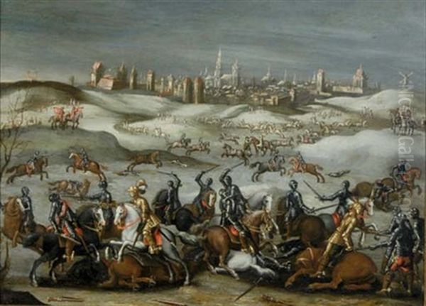 A Battle Skirmish With A Town Beyond - view 1