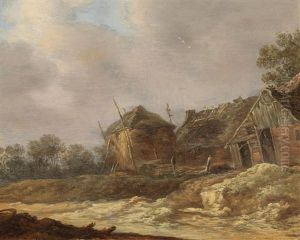 A Dune Landscape With Cottages by Pieter De Molijn