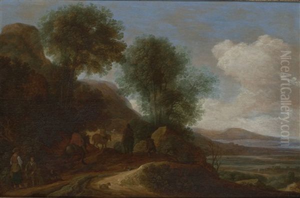 A Wooded Landscape With Travellers On A Path - view 1