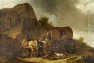 Travellers Resting By Their Coach by Pieter De Molijn