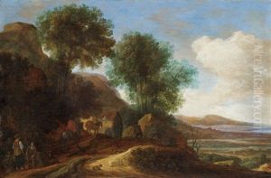 Wooded Landscape With Travellers by Pieter De Molijn