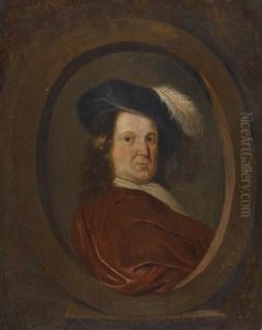 Self Portrait, Head And Shoulders, Set In A Stone Cartouche by Pieter De Molijn