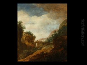 Landschaft Mit Brucke Und Reiter by Pieter De Molijn