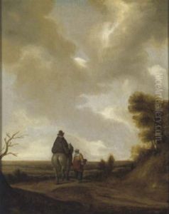 Reisende In Einer Landschaft by Pieter De Molijn