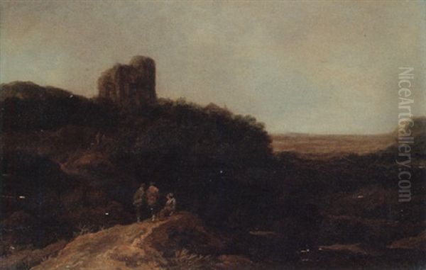 A Landscape With Peasants Resting On A Knoll, A Tower Beyond - view 1