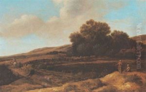 A Dune Landscape With A Horseman On A Path And Women Resting In The Foreground by Pieter De Molijn